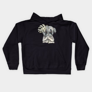 Dog with monstera leaf Kids Hoodie